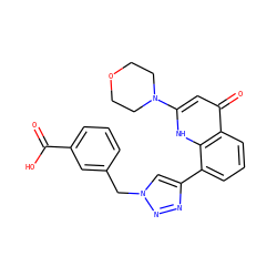 O=C(O)c1cccc(Cn2cc(-c3cccc4c(=O)cc(N5CCOCC5)[nH]c34)nn2)c1 ZINC000204320867