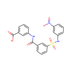 O=C(O)c1cccc(NC(=O)c2cccc(S(=O)(=O)Nc3cccc([N+](=O)[O-])c3)c2)c1 ZINC000002864706