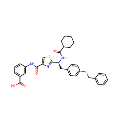 O=C(O)c1cccc(NC(=O)c2csc([C@H](Cc3ccc(OCc4ccccc4)cc3)NC(=O)C3CCCCC3)n2)c1 ZINC000096285499