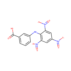 O=C(O)c1cccc(Nc2c([N+](=O)[O-])cc([N+](=O)[O-])cc2[N+](=O)[O-])c1 ZINC000017574343