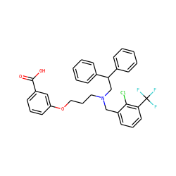 O=C(O)c1cccc(OCCCN(Cc2cccc(C(F)(F)F)c2Cl)CC(c2ccccc2)c2ccccc2)c1 ZINC000146006268