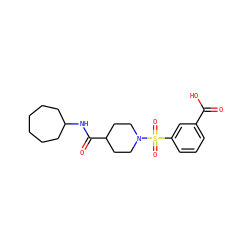 O=C(O)c1cccc(S(=O)(=O)N2CCC(C(=O)NC3CCCCCC3)CC2)c1 ZINC000073224019