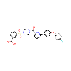 O=C(O)c1cccc(S(=O)(=O)N2CCN(C(=O)c3cccc(-c4ccc(Oc5ccc(F)cc5)cc4)n3)CC2)c1 ZINC000113663305