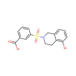 O=C(O)c1cccc(S(=O)(=O)N2CCc3c(O)cccc3C2)c1 ZINC000095556267