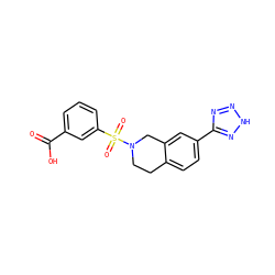 O=C(O)c1cccc(S(=O)(=O)N2CCc3ccc(-c4nn[nH]n4)cc3C2)c1 ZINC000095556648
