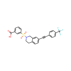 O=C(O)c1cccc(S(=O)(=O)N2CCc3ccc(C#Cc4ccc(C(F)(F)F)cc4)cc3C2)c1 ZINC001772651469