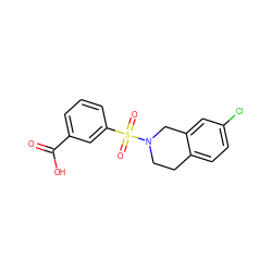 O=C(O)c1cccc(S(=O)(=O)N2CCc3ccc(Cl)cc3C2)c1 ZINC000095556901