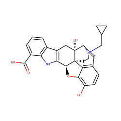 O=C(O)c1cccc2c3c([nH]c12)[C@@H]1Oc2c(O)ccc4c2[C@@]12CCN(CC1CC1)[C@@H](C4)[C@]2(O)C3 ZINC000136062459