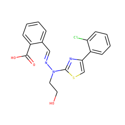 O=C(O)c1ccccc1/C=N/N(CCO)c1nc(-c2ccccc2Cl)cs1 ZINC001772615099