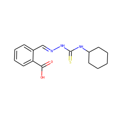 O=C(O)c1ccccc1/C=N/NC(=S)NC1CCCCC1 ZINC000003289414