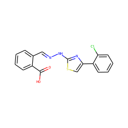 O=C(O)c1ccccc1/C=N/Nc1nc(-c2ccccc2Cl)cs1 ZINC000098208472