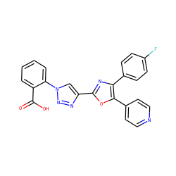 O=C(O)c1ccccc1-n1cc(-c2nc(-c3ccc(F)cc3)c(-c3ccncc3)o2)nn1 ZINC000103258541
