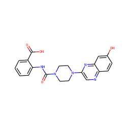 O=C(O)c1ccccc1NC(=O)N1CCN(c2cnc3ccc(O)cc3n2)CC1 ZINC000028969671