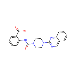 O=C(O)c1ccccc1NC(=O)N1CCN(c2ncc3ccccc3n2)CC1 ZINC000028969580