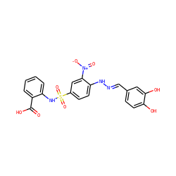 O=C(O)c1ccccc1NS(=O)(=O)c1ccc(N/N=C/c2ccc(O)c(O)c2)c([N+](=O)[O-])c1 ZINC000012532887