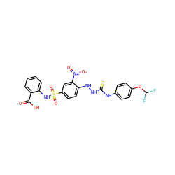 O=C(O)c1ccccc1NS(=O)(=O)c1ccc(NNC(=S)Nc2ccc(OC(F)F)cc2)c([N+](=O)[O-])c1 ZINC000017466111