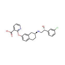 O=C(O)c1cccnc1Oc1ccc2c(c1)C[C@@H](NC[C@H](O)c1cccc(Cl)c1)CC2 ZINC000038907682