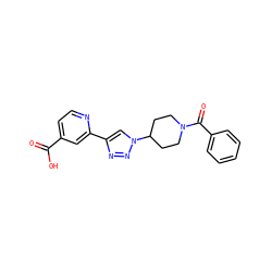 O=C(O)c1ccnc(-c2cn(C3CCN(C(=O)c4ccccc4)CC3)nn2)c1 ZINC000473134001