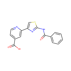 O=C(O)c1ccnc(-c2csc(NC(=O)c3ccccc3)n2)c1 ZINC000653726568