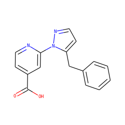 O=C(O)c1ccnc(-n2nccc2Cc2ccccc2)c1 ZINC000146911330