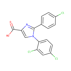 O=C(O)c1cn(-c2ccc(Cl)cc2Cl)c(-c2ccc(Cl)cc2)n1 ZINC000013642435