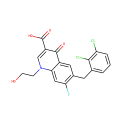 O=C(O)c1cn(CCO)c2cc(F)c(Cc3cccc(Cl)c3Cl)cc2c1=O ZINC000029501241