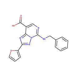 O=C(O)c1cnc(NCc2ccccc2)n2nc(-c3ccco3)nc12 ZINC000299833943