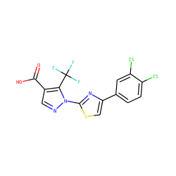 O=C(O)c1cnn(-c2nc(-c3ccc(Cl)c(Cl)c3)cs2)c1C(F)(F)F ZINC000013394797