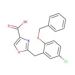 O=C(O)c1coc(Cc2cc(Cl)ccc2OCc2ccccc2)n1 ZINC000029128822