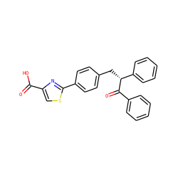 O=C(O)c1csc(-c2ccc(C[C@@H](C(=O)c3ccccc3)c3ccccc3)cc2)n1 ZINC000084586929