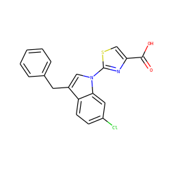 O=C(O)c1csc(-n2cc(Cc3ccccc3)c3ccc(Cl)cc32)n1 ZINC000029044858