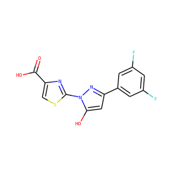 O=C(O)c1csc(-n2nc(-c3cc(F)cc(F)c3)cc2O)n1 ZINC001772650854