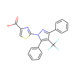 O=C(O)c1csc(-n2nc(-c3ccccc3)c(C(F)(F)F)c2-c2ccccc2)n1 ZINC000103249886