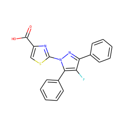 O=C(O)c1csc(-n2nc(-c3ccccc3)c(F)c2-c2ccccc2)n1 ZINC000103249888