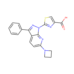 O=C(O)c1csc(-n2nc(-c3ccccc3)c3ccc(N4CCC4)nc32)n1 ZINC000205479135