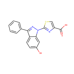 O=C(O)c1csc(-n2nc(-c3ccccc3)c3ccc(O)cc32)n1 ZINC000103254792
