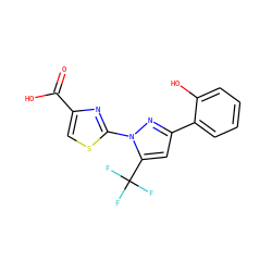O=C(O)c1csc(-n2nc(-c3ccccc3O)cc2C(F)(F)F)n1 ZINC000005242511