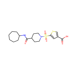O=C(O)c1csc(S(=O)(=O)N2CCC(C(=O)NC3CCCCCC3)CC2)c1 ZINC000073222612