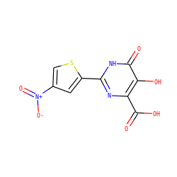 O=C(O)c1nc(-c2cc([N+](=O)[O-])cs2)[nH]c(=O)c1O ZINC000003582341