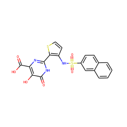 O=C(O)c1nc(-c2sccc2NS(=O)(=O)c2ccc3ccccc3c2)[nH]c(=O)c1O ZINC000003582757
