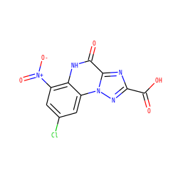 O=C(O)c1nc2c(=O)[nH]c3c([N+](=O)[O-])cc(Cl)cc3n2n1 ZINC000013798642