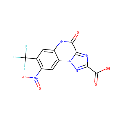 O=C(O)c1nc2c(=O)[nH]c3cc(C(F)(F)F)c([N+](=O)[O-])cc3n2n1 ZINC000013532635