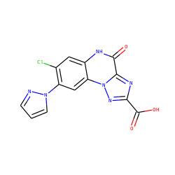 O=C(O)c1nc2c(=O)[nH]c3cc(Cl)c(-n4cccn4)cc3n2n1 ZINC000013864089