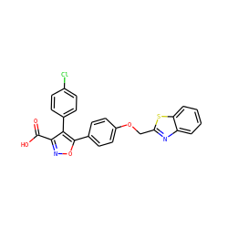 O=C(O)c1noc(-c2ccc(OCc3nc4ccccc4s3)cc2)c1-c1ccc(Cl)cc1 ZINC000653735674
