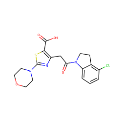 O=C(O)c1sc(N2CCOCC2)nc1CC(=O)N1CCc2c(Cl)cccc21 ZINC000103240855