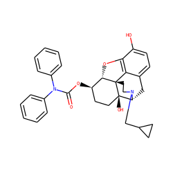 O=C(O[C@@H]1CC[C@@]2(O)[C@H]3Cc4ccc(O)c5c4[C@@]2(CCN3CC2CC2)[C@H]1O5)N(c1ccccc1)c1ccccc1 ZINC000070631611