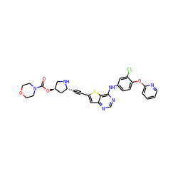 O=C(O[C@H]1CN[C@H](C#Cc2cc3ncnc(Nc4ccc(Oc5ccccn5)c(Cl)c4)c3s2)C1)N1CCOCC1 ZINC000044358510