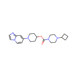 O=C(OC1CCN(c2ccn3ccnc3c2)CC1)N1CCN(C2CCC2)CC1 ZINC000223508676