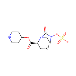 O=C(OC1CCNCC1)[C@@H]1CC[C@@H]2CN1C(=O)N2OS(=O)(=O)O ZINC000096168646