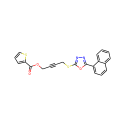 O=C(OCC#CCSc1nnc(-c2cccc3ccccc23)o1)c1cccs1 ZINC000002413450